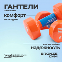 Гантели для аэробики виниловые BRONZE GYM FA-VD6 6 кг (пара)